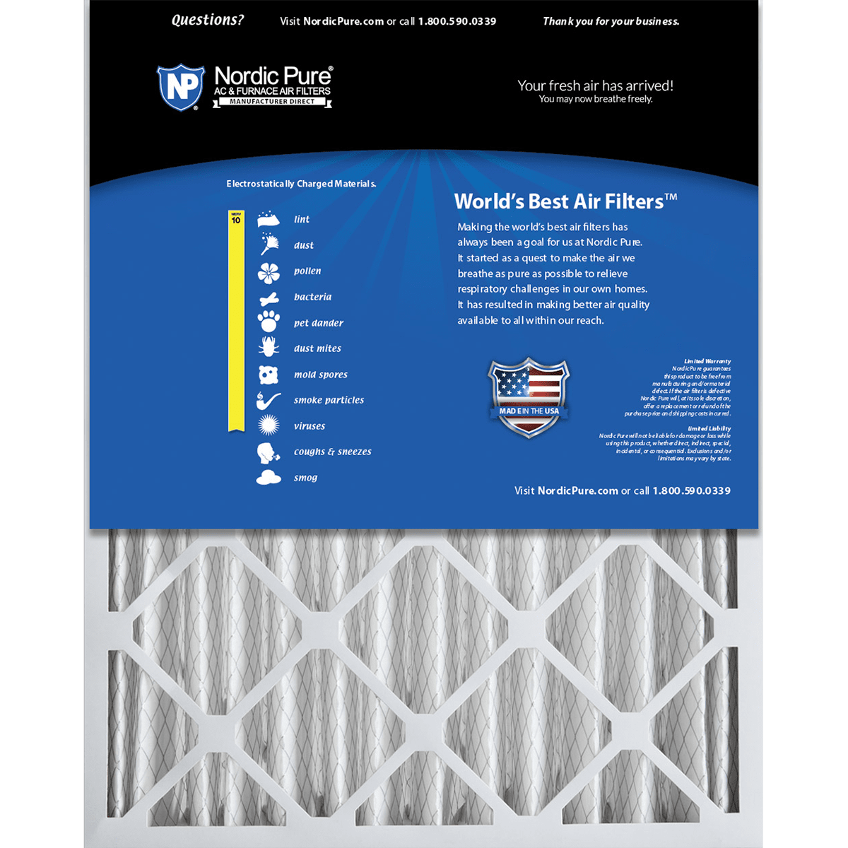 Nordic Pure MERV 10 4-in. Pleated Furnace Filters - Back