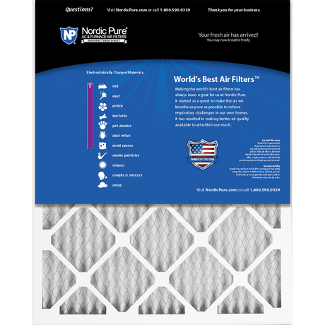 Nordic Pure MERV 8 1-in. Pleated Furnace Filters (6 Pack) - Back