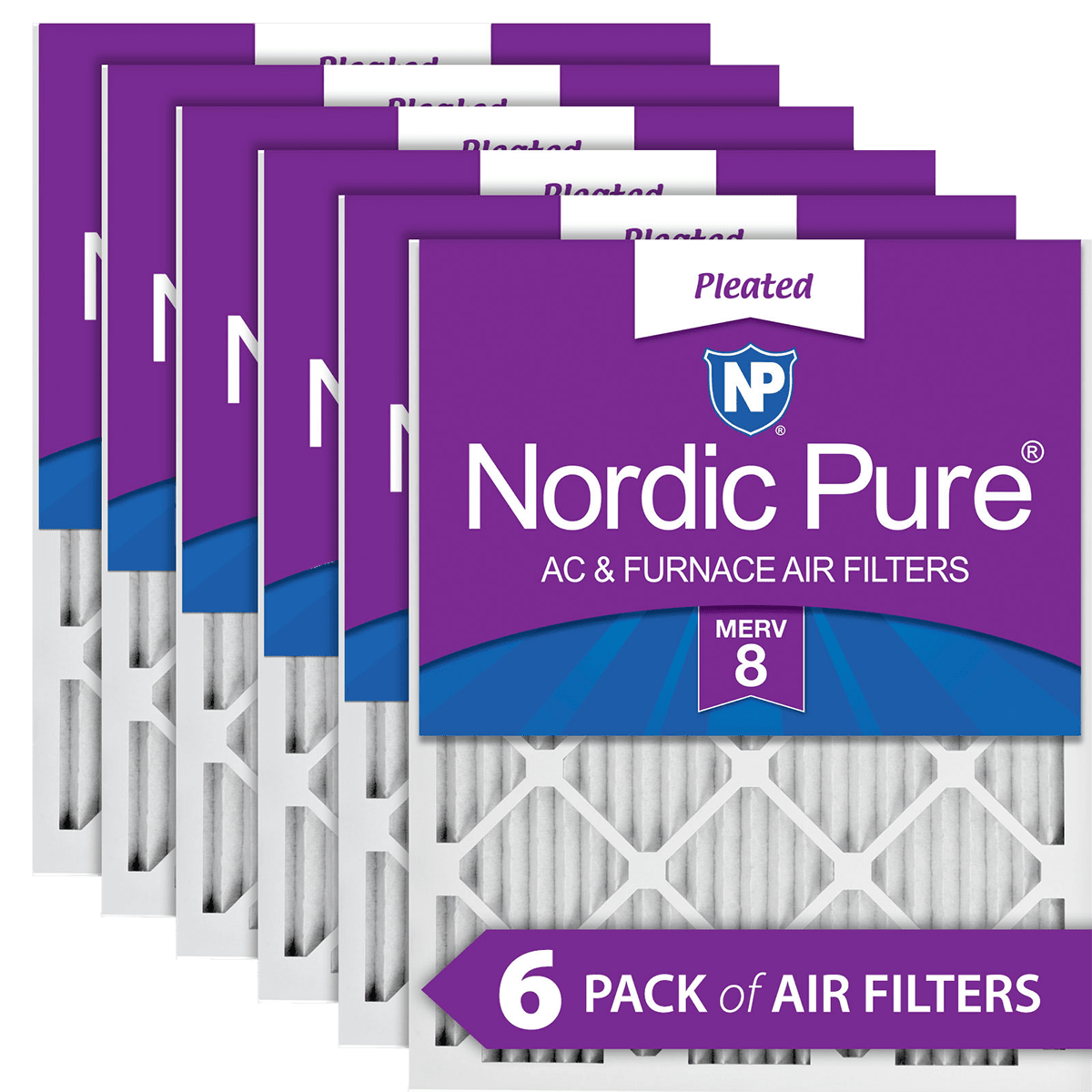 Nordic Pure MERV 8 1-in. Pleated Furnace Filters (6 Pack) - Main