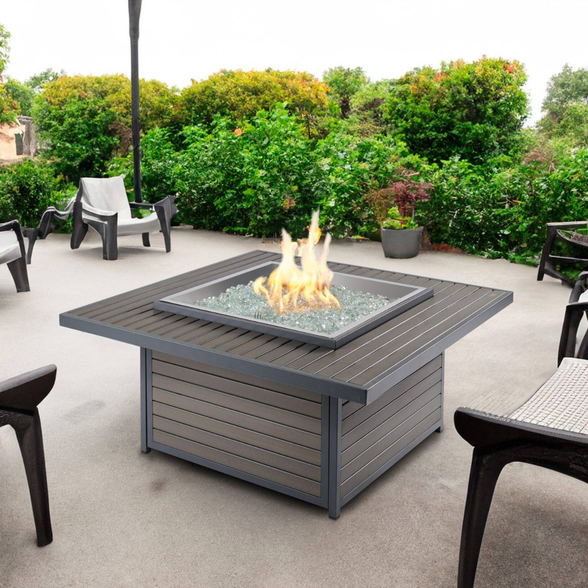 Outdoor Greatroom 40-In. Taupe Brooks Square Fire Pit Table - Lifestyle 1