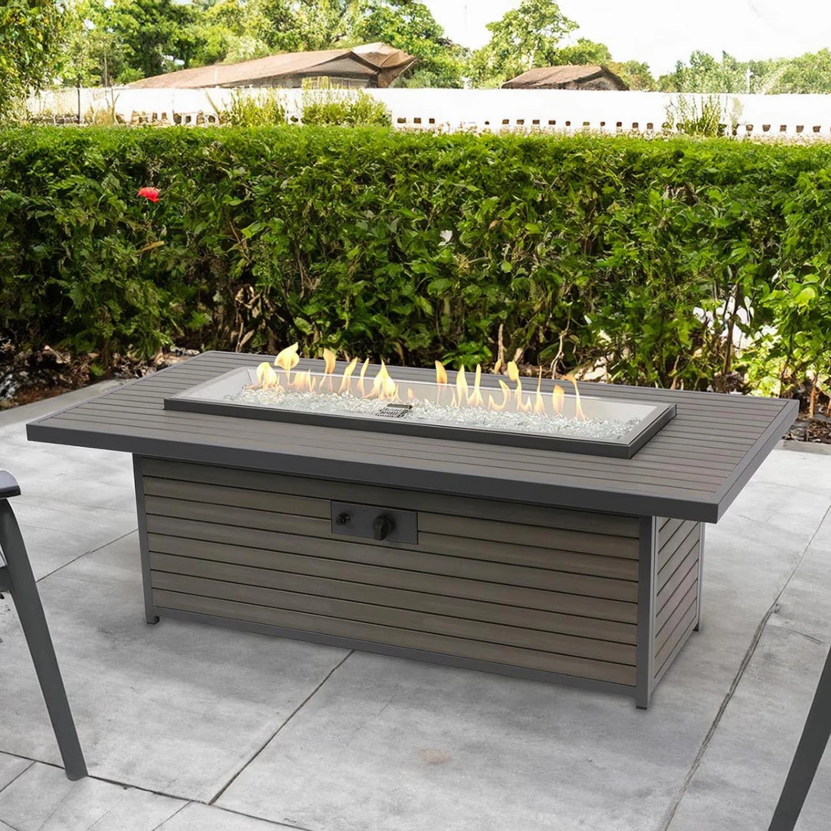 Outdoor Greatroom 61-In Umber Brown Kenwood Gas Fire Pit Table - Lifestyle
