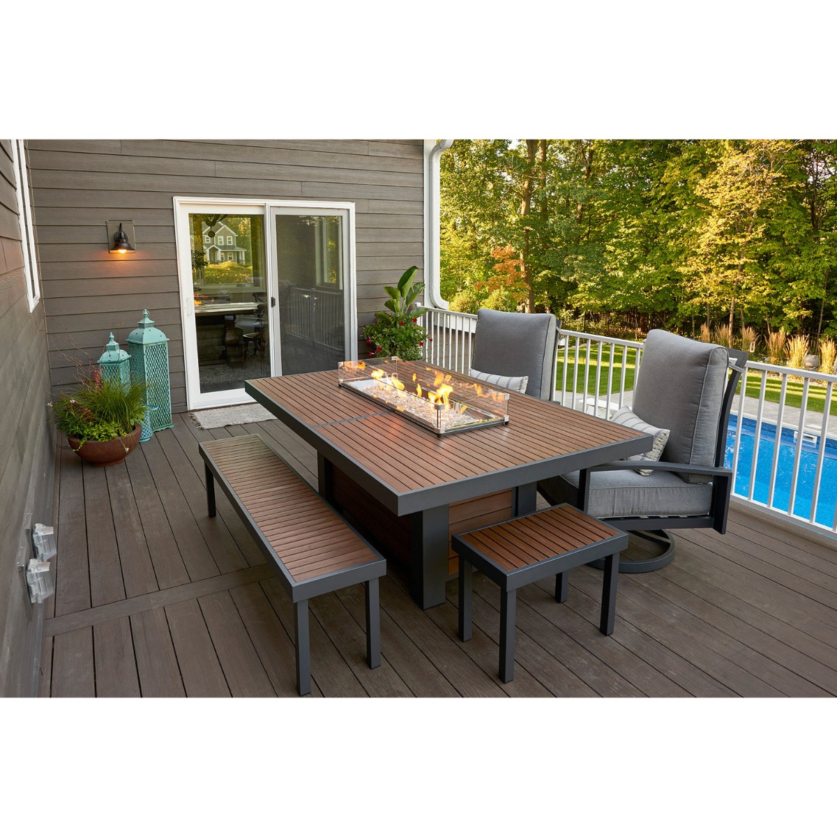 Outdoor Greatroom 81-In Umber Brown Kenwood Gas Fire Pit Table - Lifestyle 1