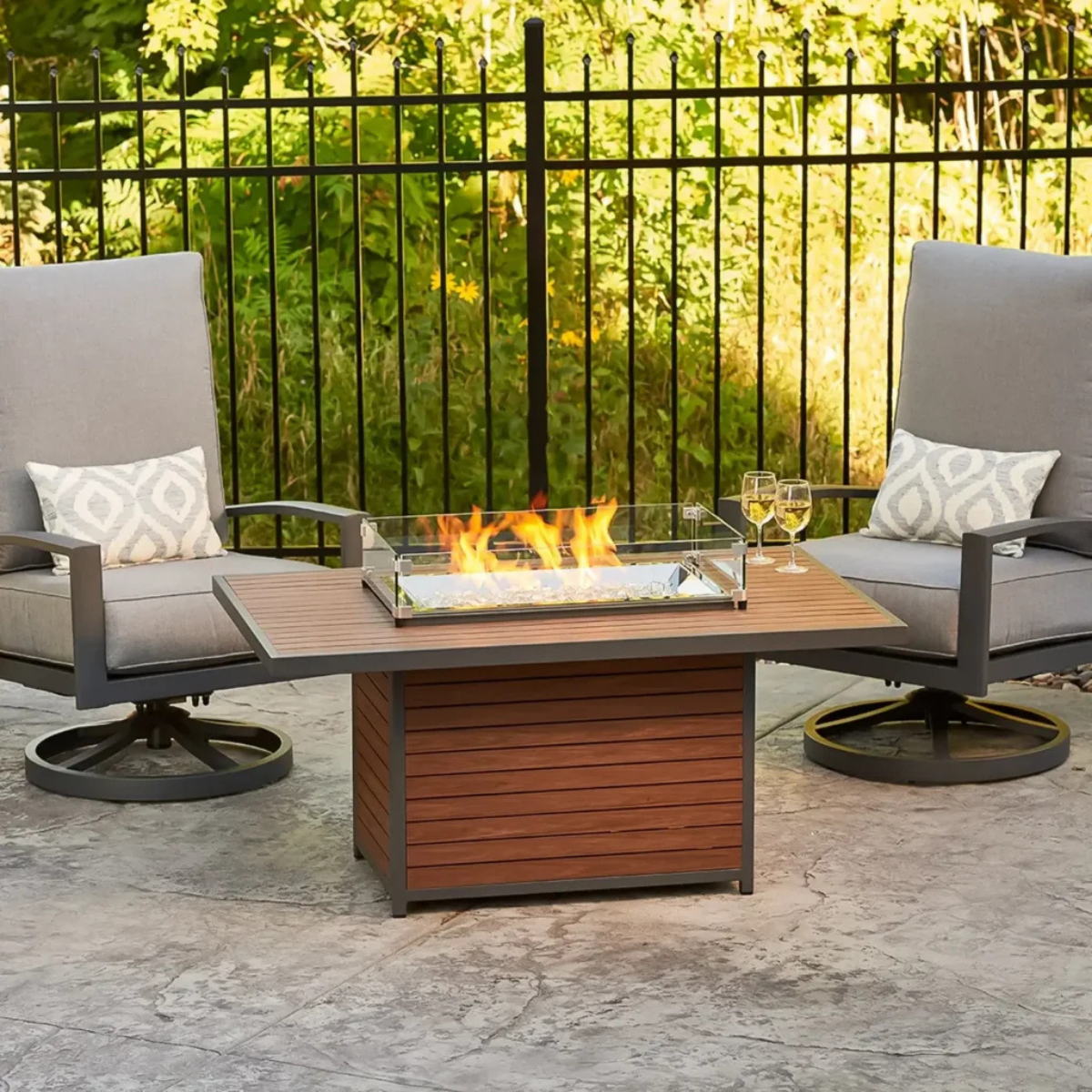 Outdoor Greatroom Brooks Rectangular Fire Pit Table - Lifestyle 2