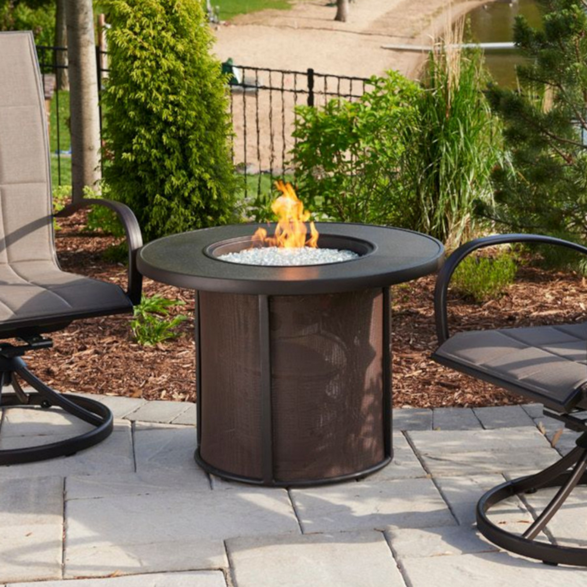Outdoor Greatroom Brown Stonefire Fire Table - Lifestyle 1