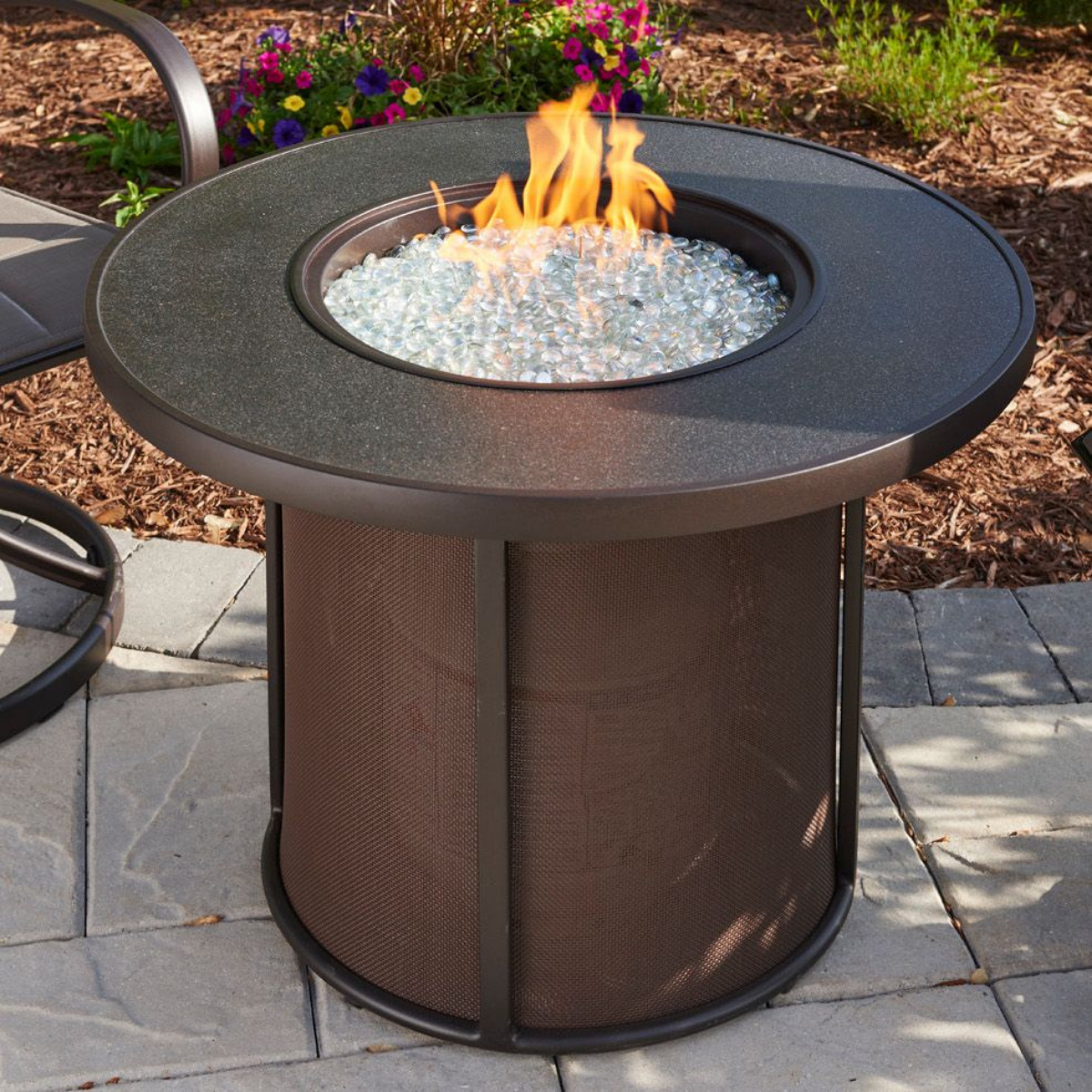 Outdoor Greatroom Brown Stonefire Fire Table - Lifestyle 2