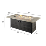 Outdoor Greatroom Cedar Ridge Fire Table - Dimensions