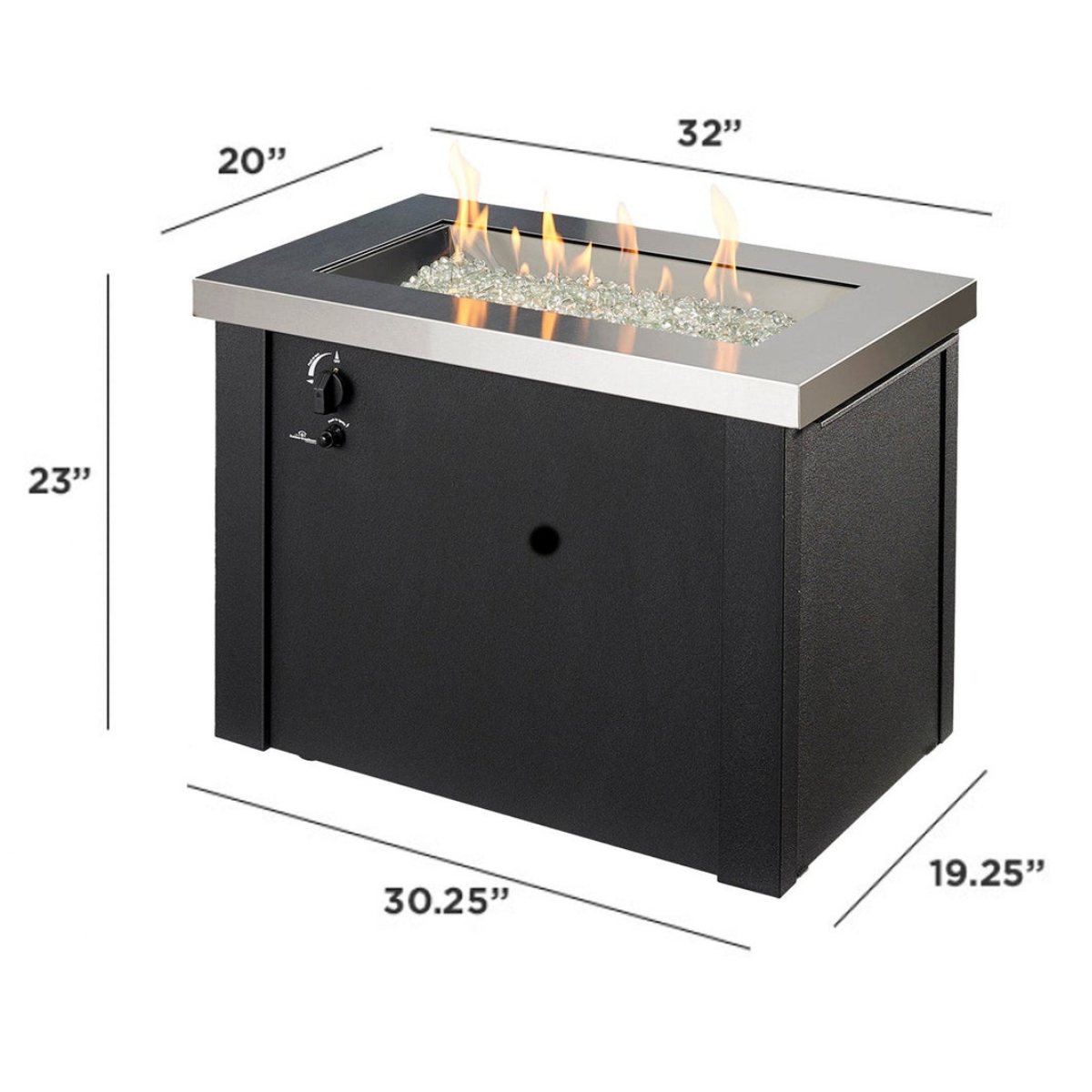 Outdoor Greatroom Stainless Steel Providence Fire Table - Dimensions