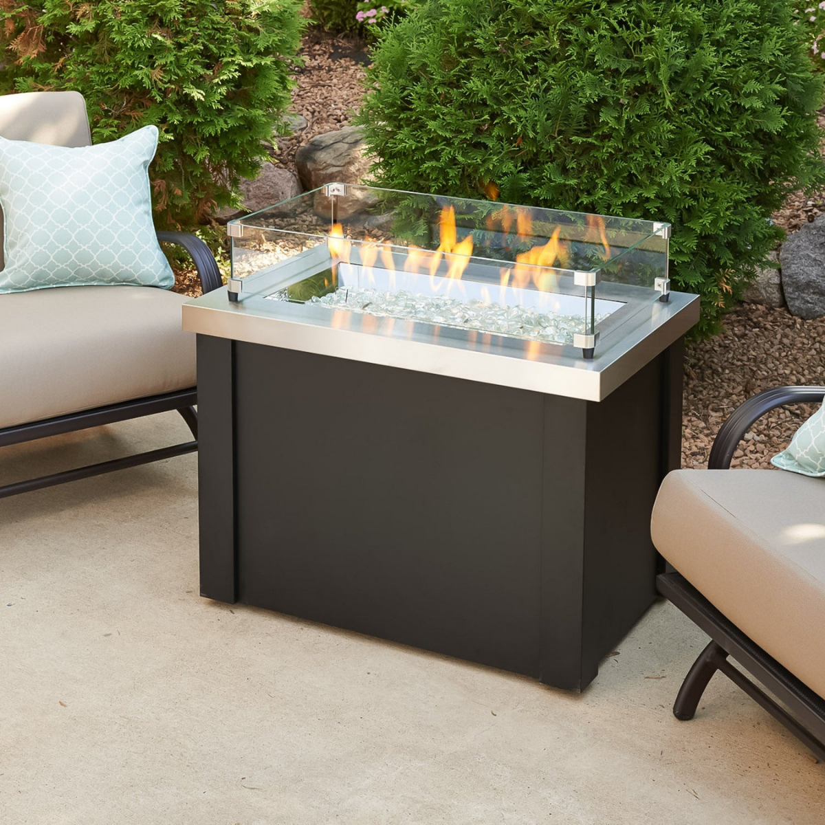 Outdoor Greatroom Stainless Steel Providence Fire Table - Lifestyle 3