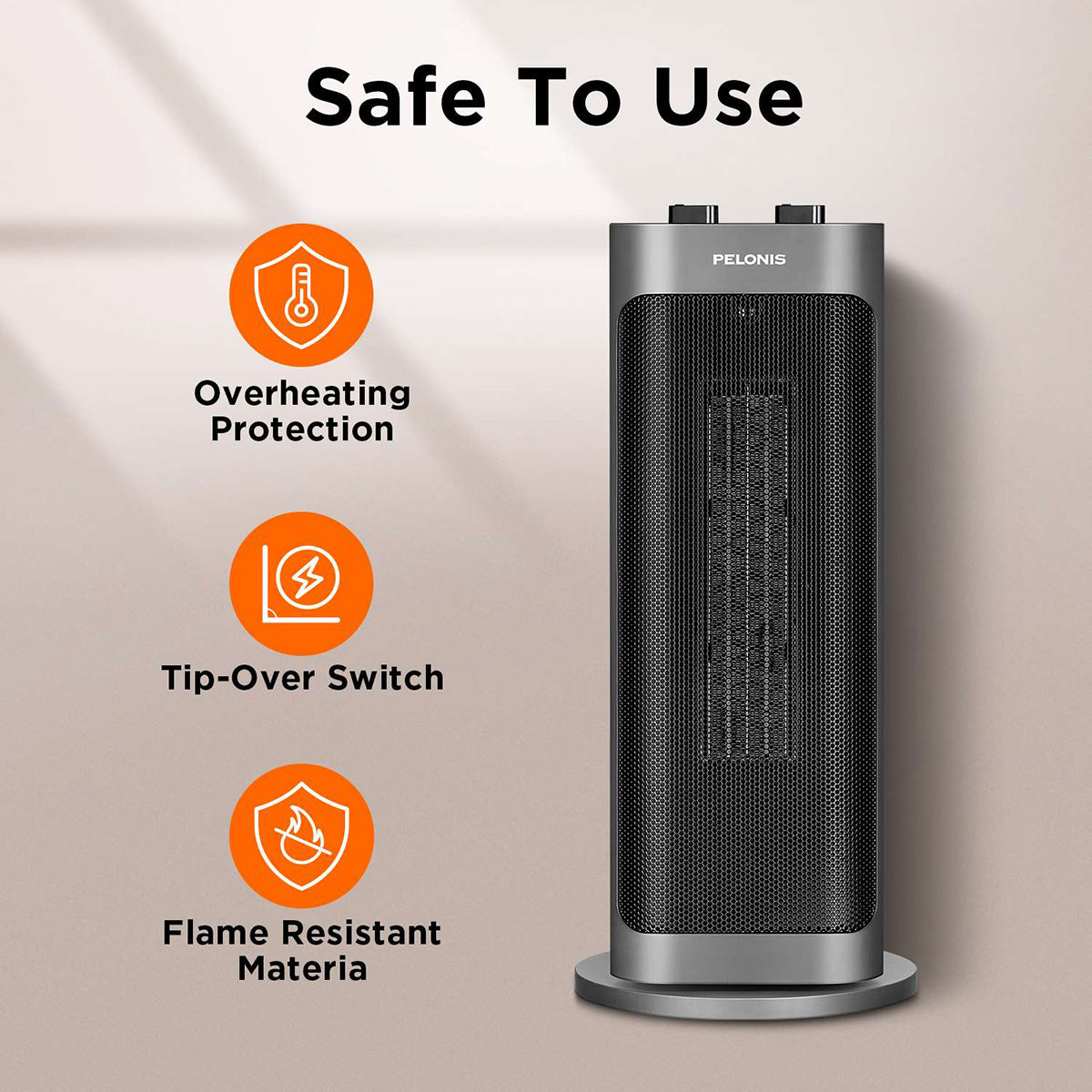 Pelonis 1500W Personal Ceramic Space Heater - Safe to Use