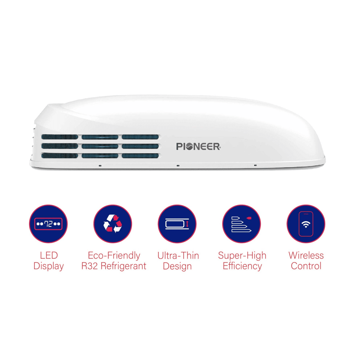 Pioneer 13500 BTU Rooftop RV Air Conditioner Heat Pump - Infographic