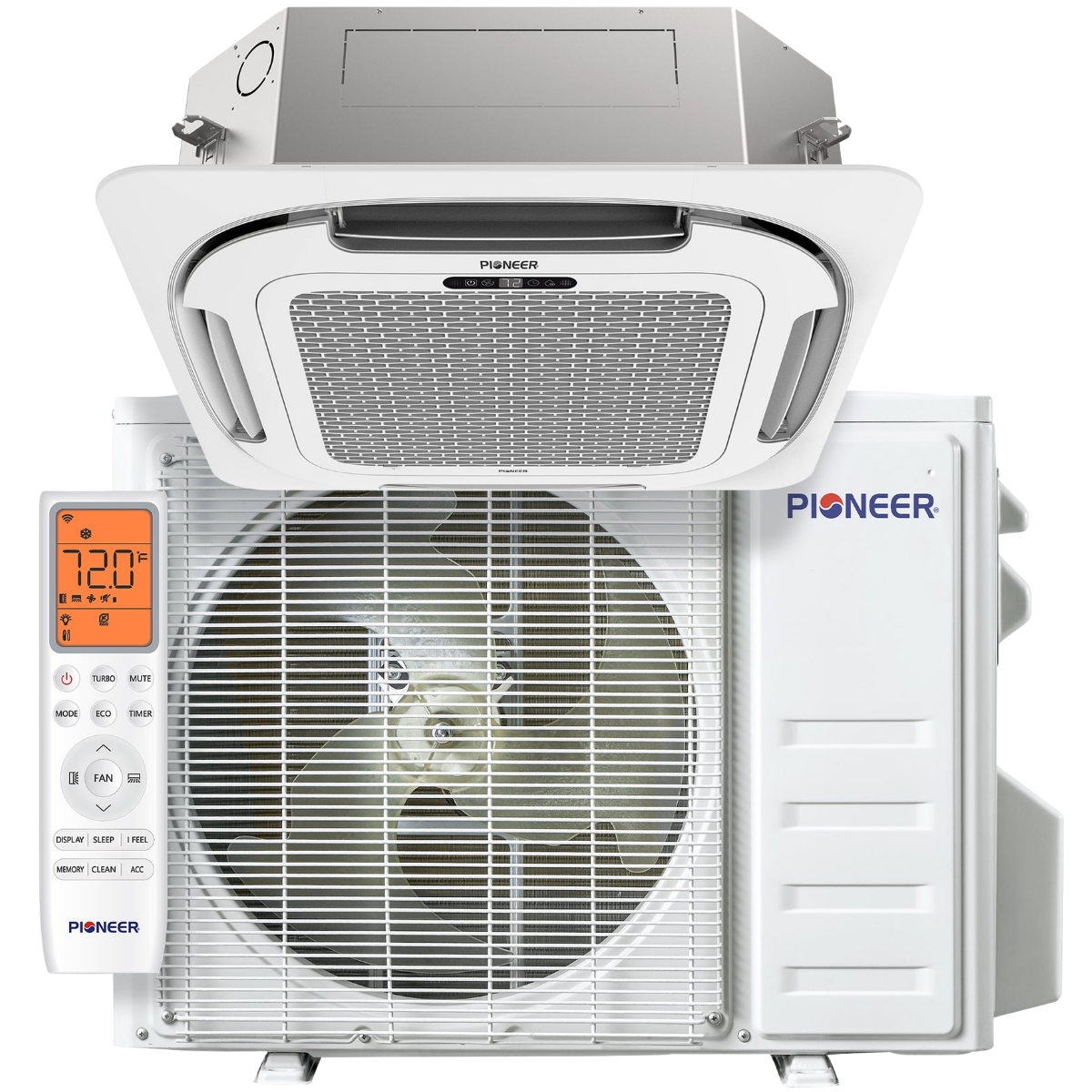 Pioneer Quantum Ultra 18,000 BTU Ceiling Cassette Mini Split Heat Pump System - Thumbnail 3