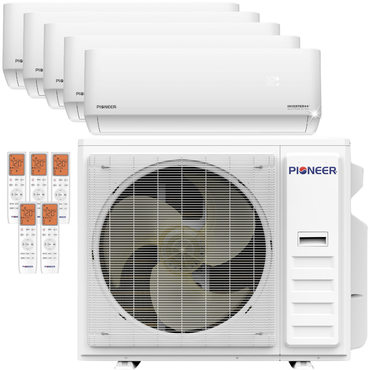 Pioneer 51,000 BTU Five-Zone Quantum Ultra Mini Split Heat Pump 12k+12k+9k+9k+9k - Main