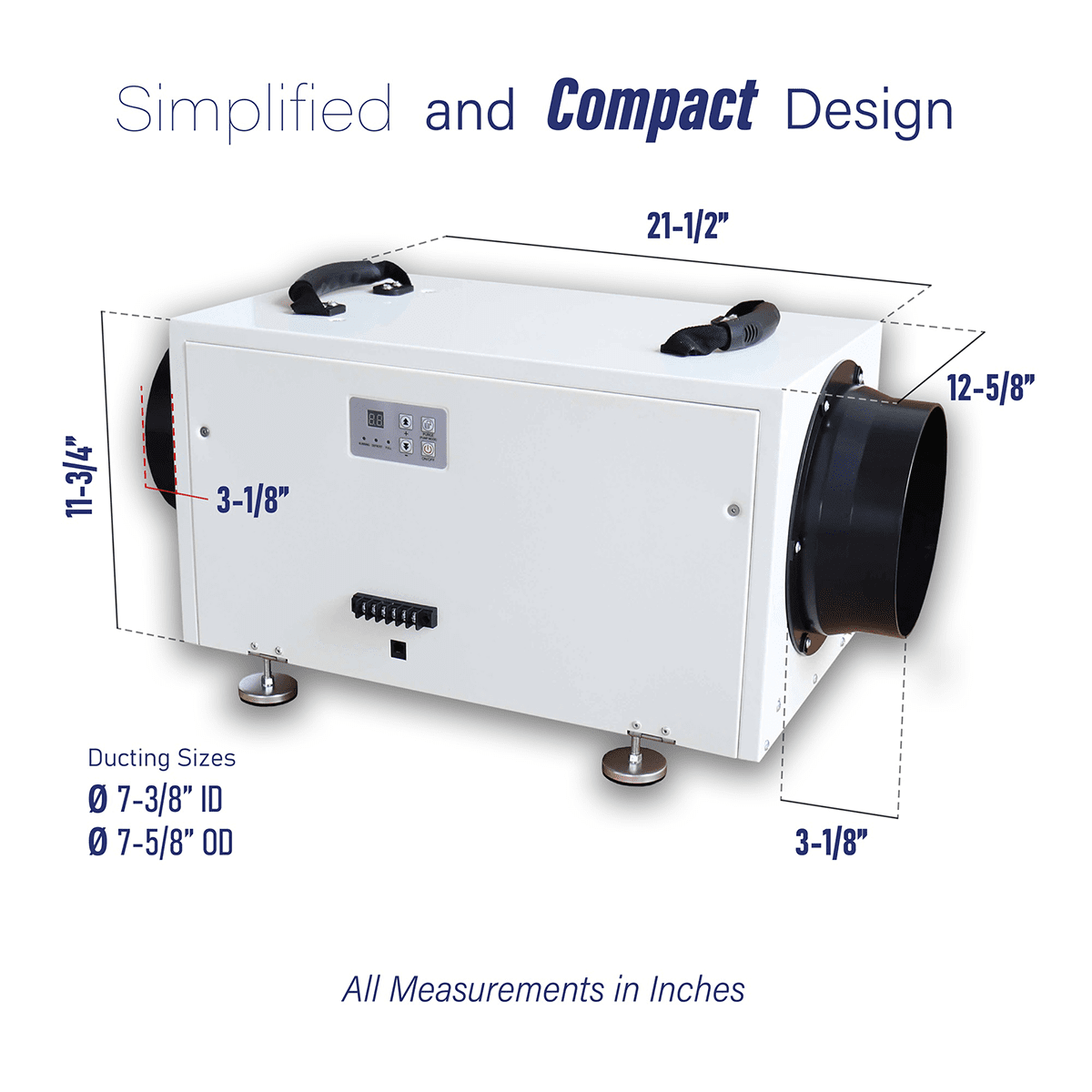 Pioneer 70 Pint Whole House Dehumidifier - Dimensions