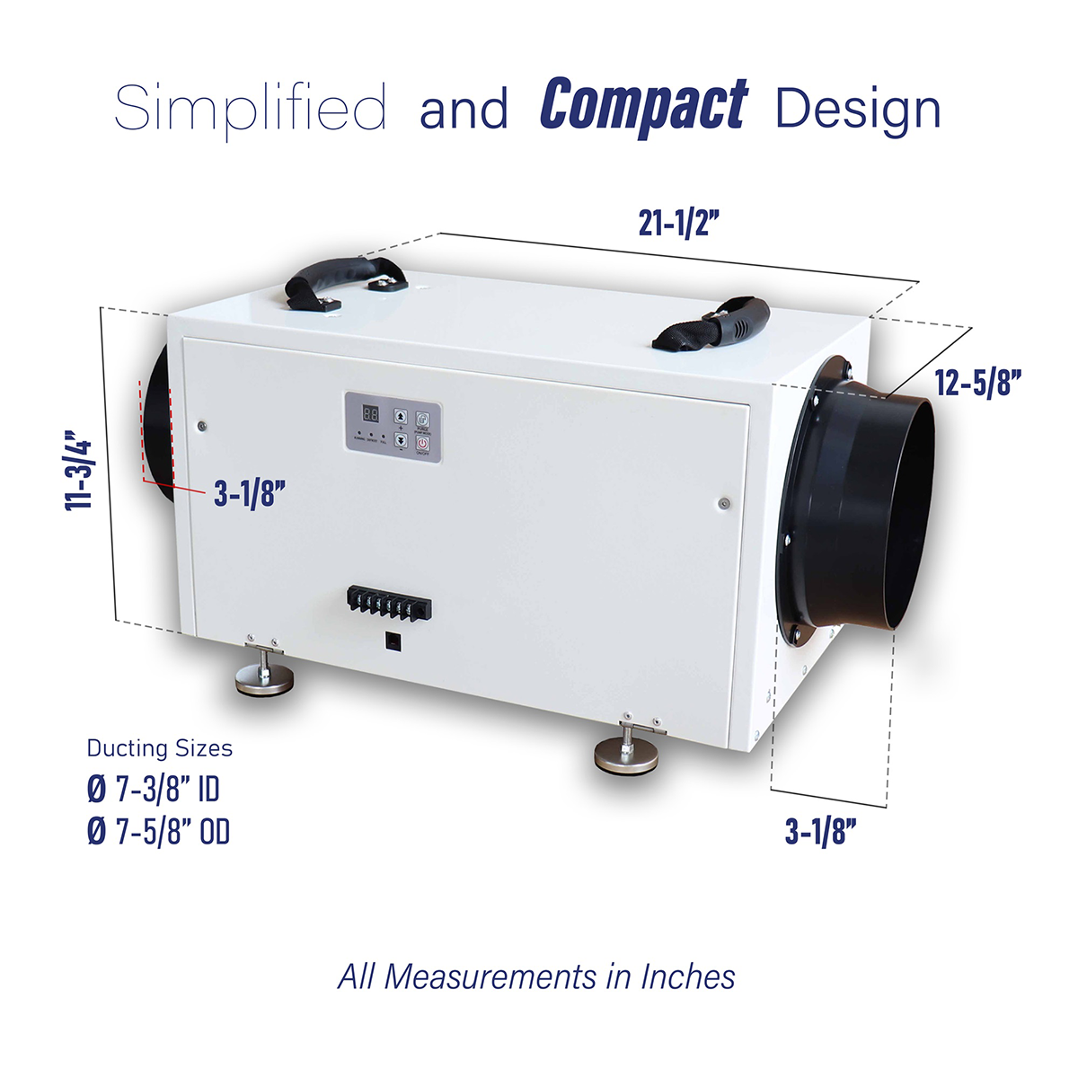 Pioneer 70 Pint Whole House Dehumidifier - Dimensions