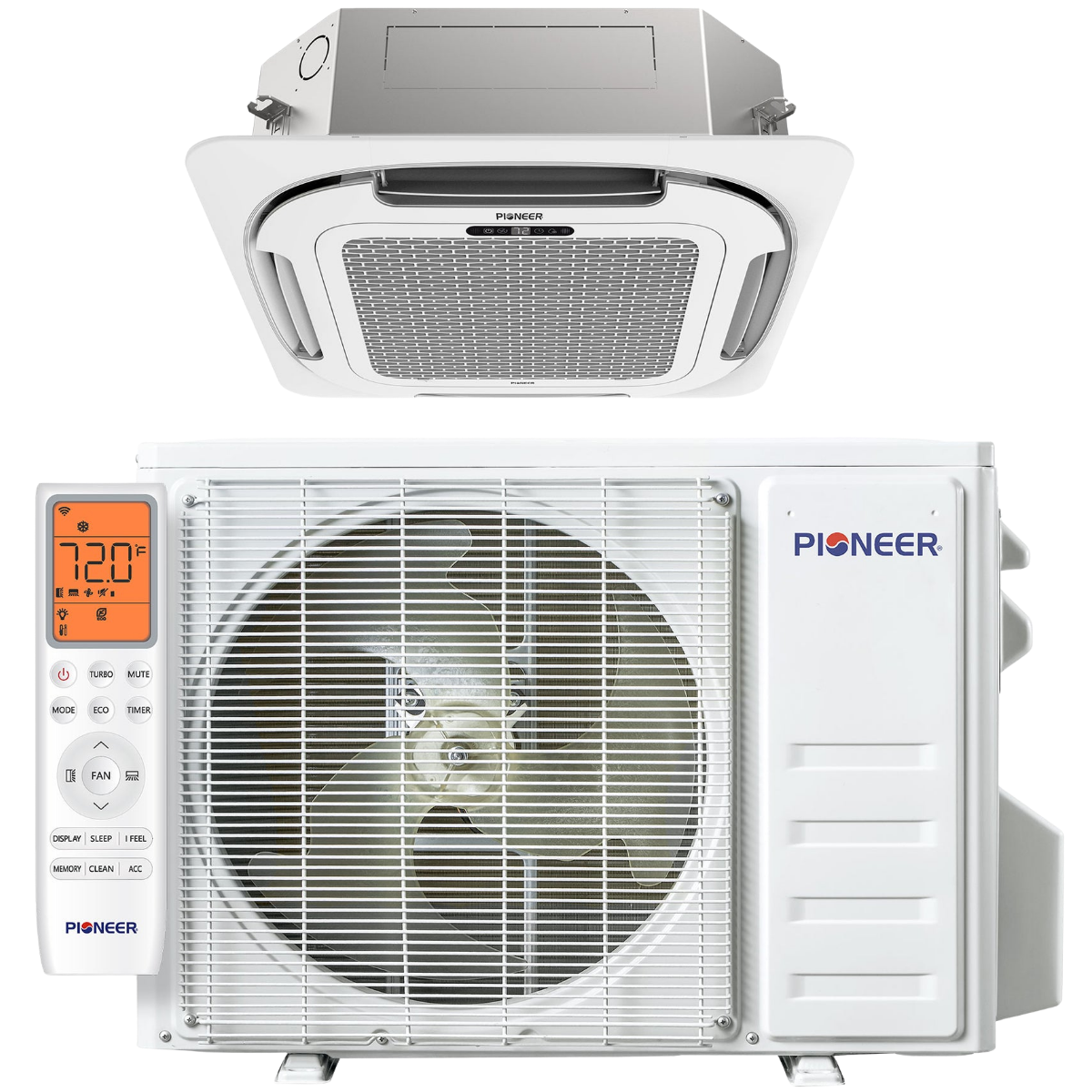 Pioneer 9k-12k Quantum Ultra Ceiling Cassette Ductless Mini Split - No line set