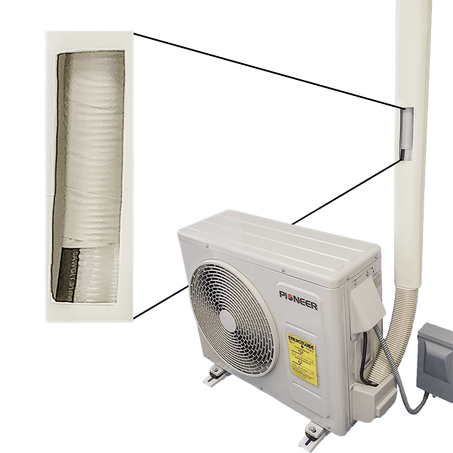 Pioneer Decorative PVC Line Cover Kit for Mini Split AC's & Heat Pumps (WYS-LCVR-KIT) - Installed