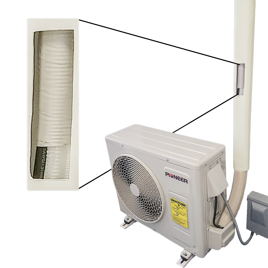 Pioneer Decorative PVC Line Cover Kit for Mini Split AC's & Heat Pumps (WYS-LCVR-KIT) - Installed