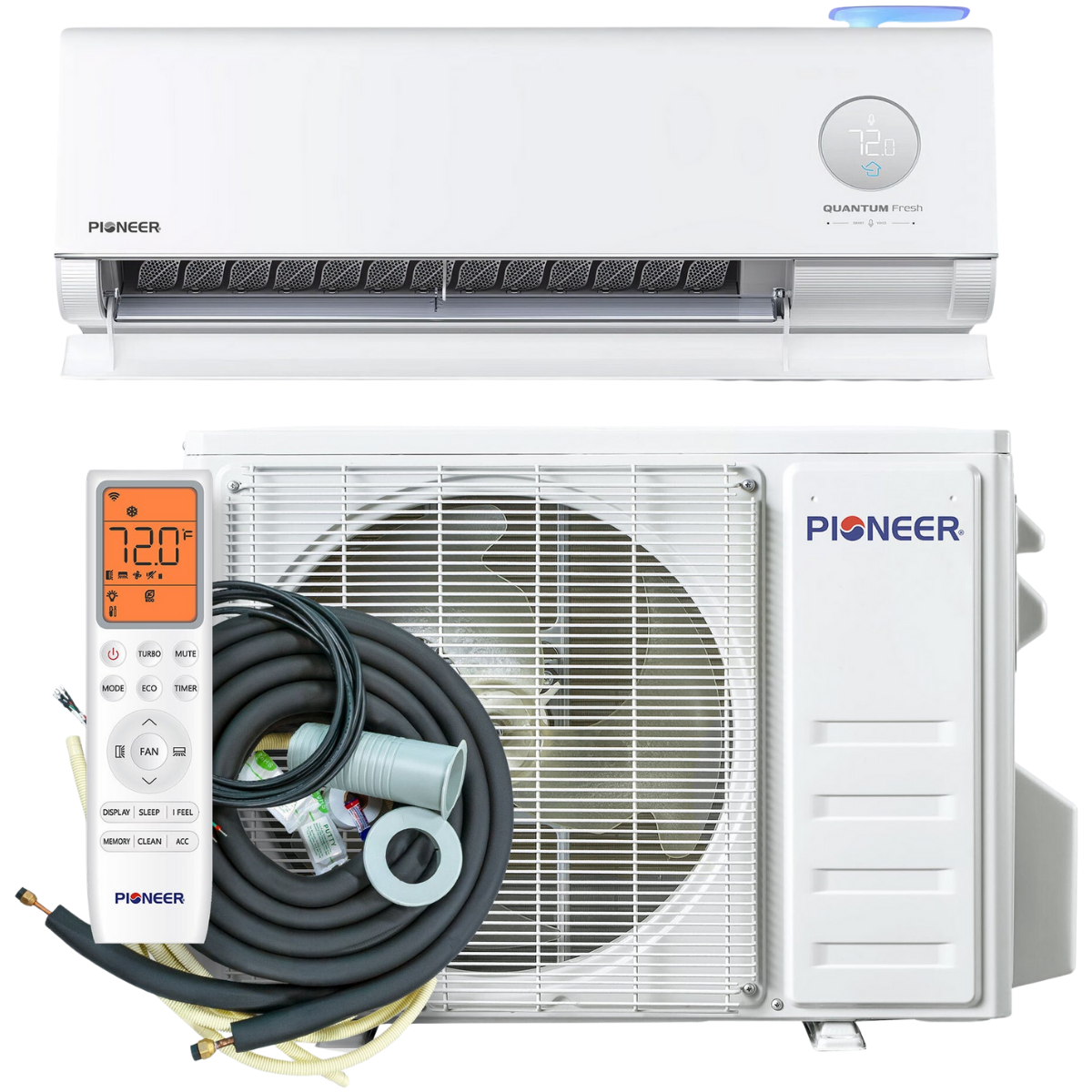 Pioneer Quantum Fresh 12,000 BTU High-Wall Mini-Split - w/ EZ Flex Pipe