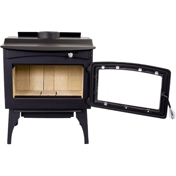 Pleasant Hearth Wood Burning Stove - Wood Box Door Open