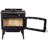 Pleasant Hearth Wood Burning Stove - Wood Box Door Open