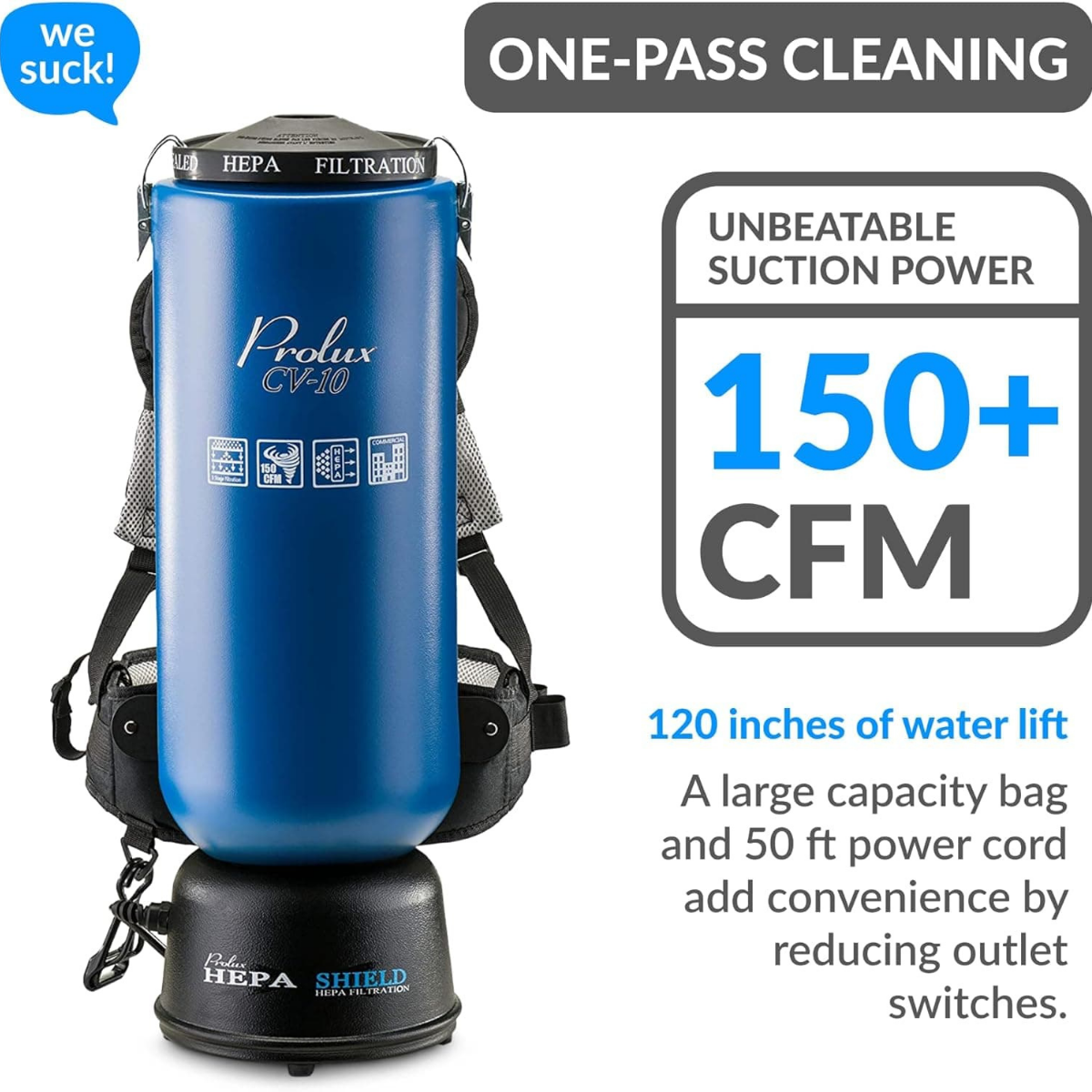 Prolux Backpack Commercial Vacuum 10 Qt. - Infographic 1