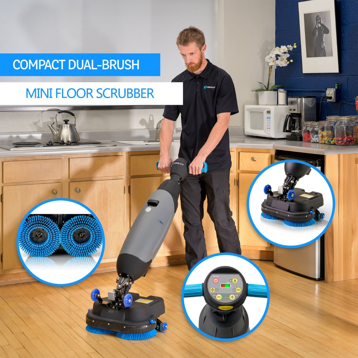 Prolux PLCC430BN Cordless Commercial Micro Dual Brush Floor Scrubber - Infographic 2