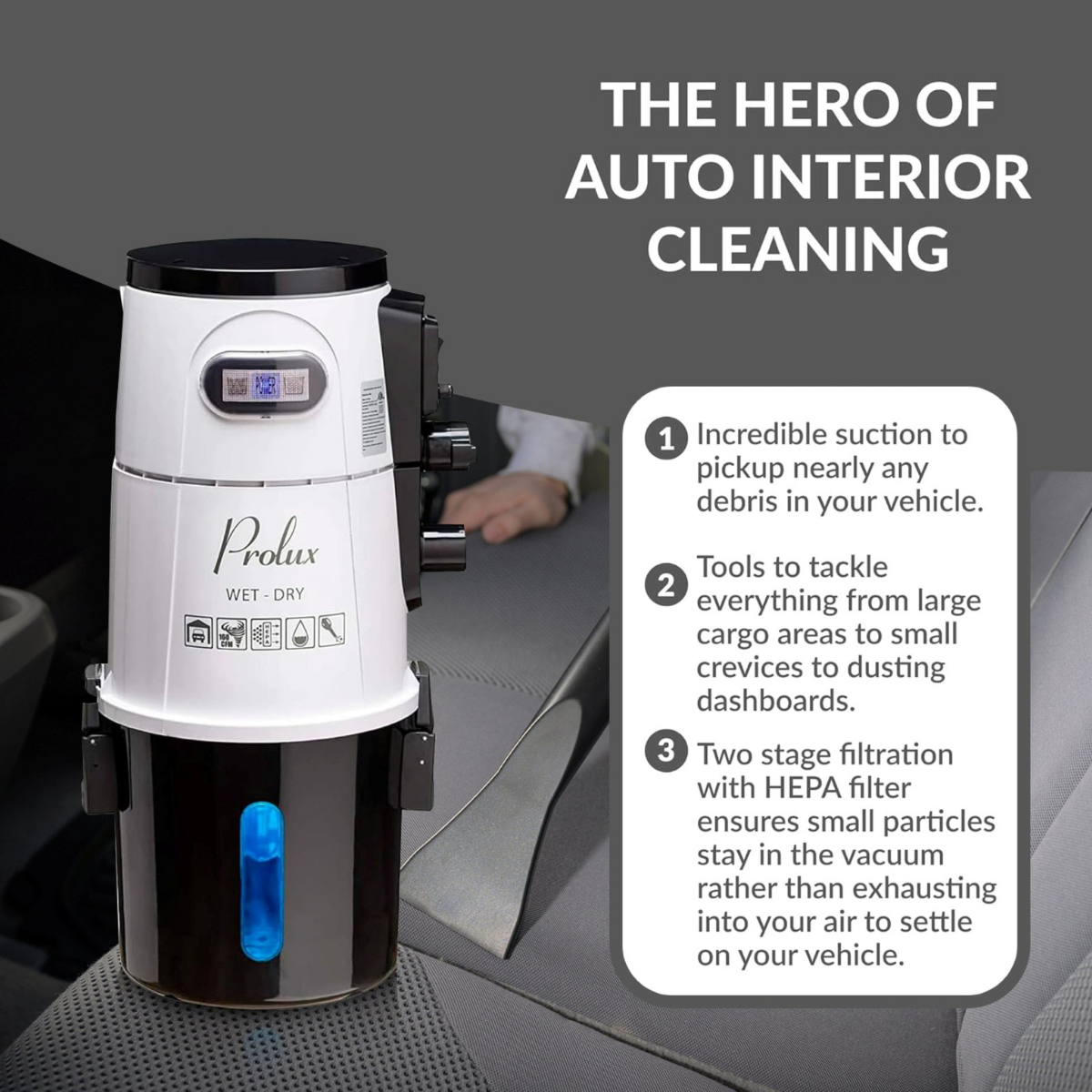 Prolux Wall-Mounted Wet/Dry Garage Vacuum - Infographic 4