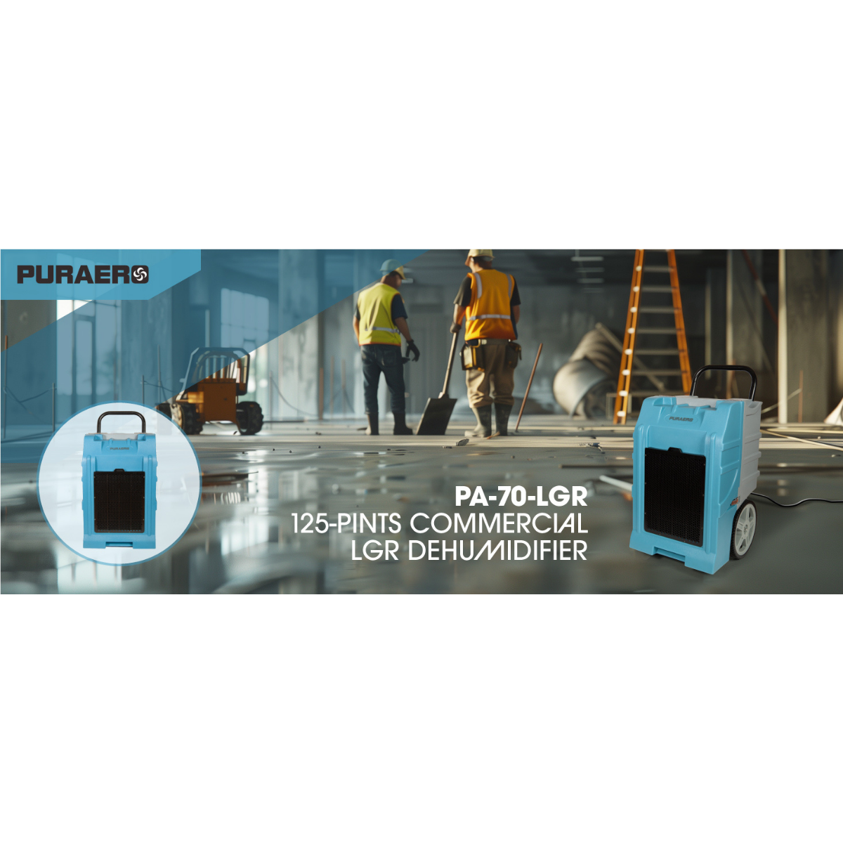 PURAERO 77/125 Pint Commercial LGR Dehumidifier - Infographic 1