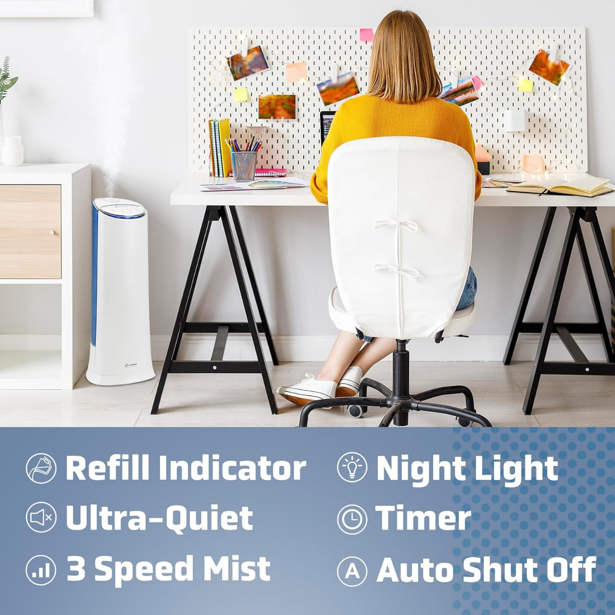 PureGuardian 1.5 Gal. Ultrasonic Warm & Cool Mist Tower Humidifier - Infographic 2
