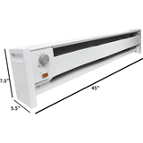 QMark Fahrenheat FBE15002 Electric Convector Baseboard Heater - Dimensions