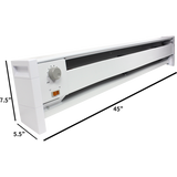 QMark Fahrenheat FBE15002 Electric Convector Baseboard Heater - Dimensions