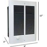QMark COS-E Fan Forced Wall Heater - Dimensions