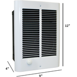 QMark COS-E Fan Forced Wall Heater - Dimensions