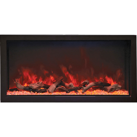 Remii Extra Tall Indoor/Outdoor Built-In Electric Fireplace - Amber flame with Logs