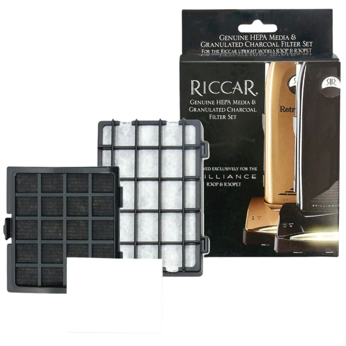 Riccar HEPA and Granulated Charcoal Filter Set for Tandem Air Deluxe Vacuum - w/ Box