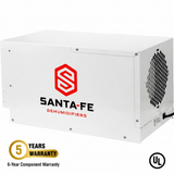 Santa Fe dehumidifier with logo and warranty information on a white background