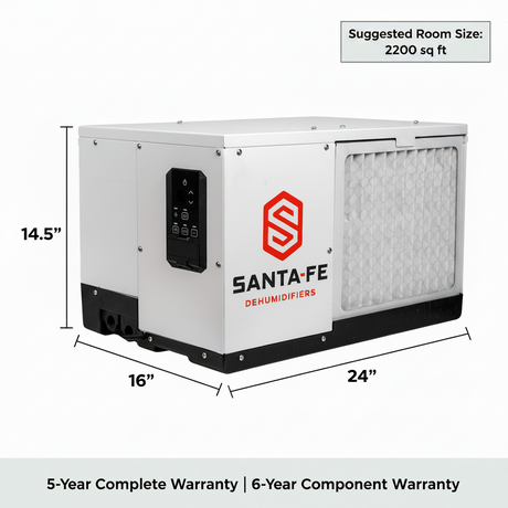 Santa Fe Oasis105 Dehumidifier dimensions