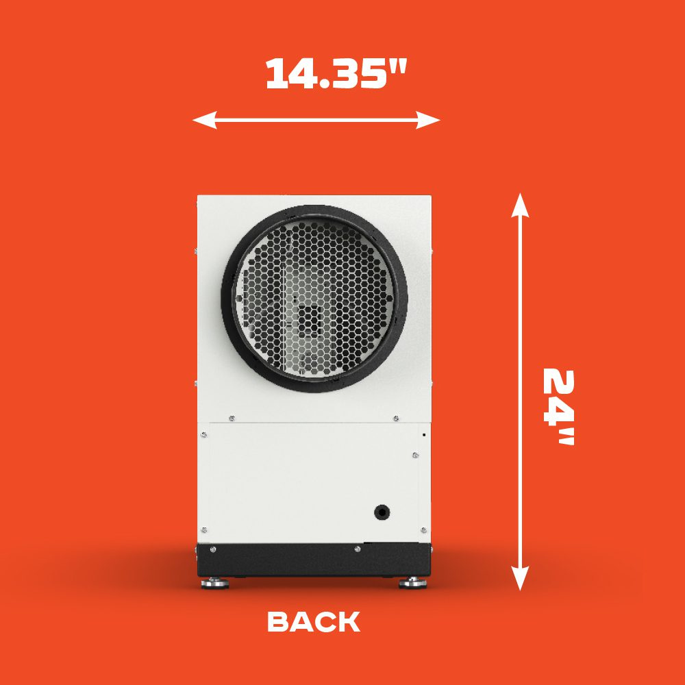 Santa Fe Ultra V155 Ventilating Dehumidifier - Back Dimensions