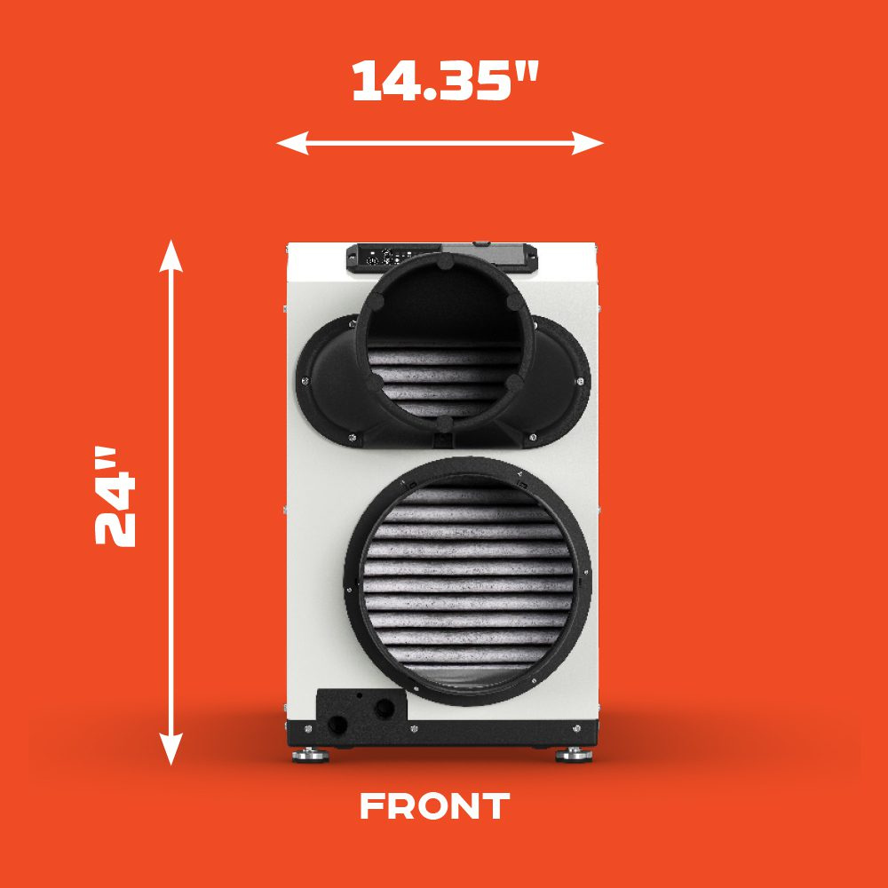 Santa Fe Ultra V155 Ventilating Dehumidifier - Front Dimensions