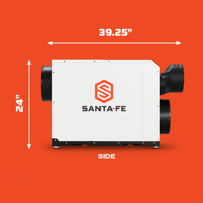 Santa Fe Ultra V155 Ventilating Dehumidifier - Side Dimensions