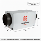 Santa Fe Ultra70 whole house dehumidifier wtih dimension