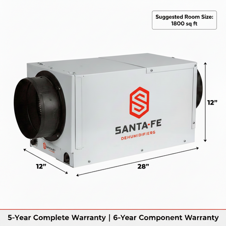 Santa Fe Ultra70 whole house dehumidifier wtih dimension