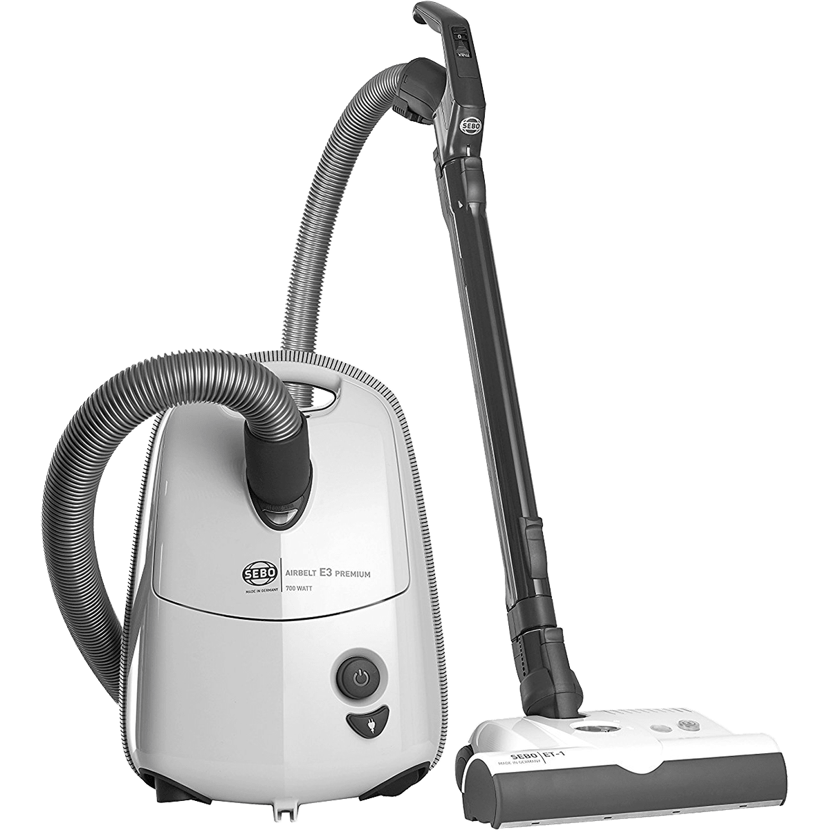 Sebo Airbelt E3 Premium Canister Vacuum w/ Dual-Control Handle - White
