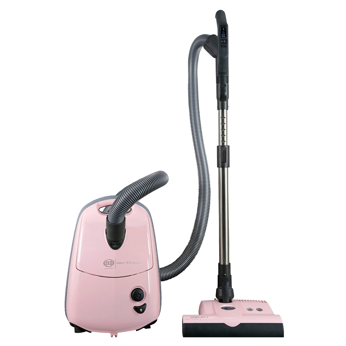 SEBO AIRBELT E3 Premium Canister Vacuum with Dual-Control Handle and Commercial-Quality ET-1 Electric Powerhead - Pastel Pink