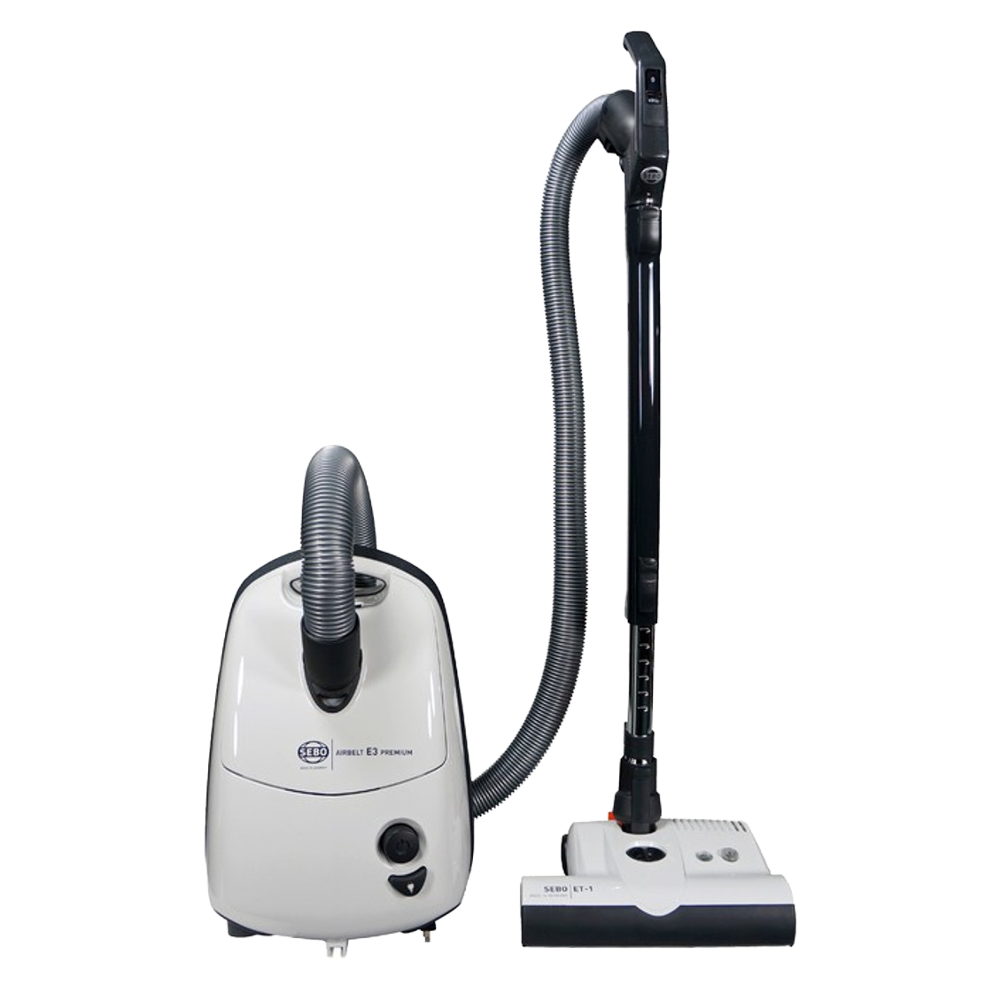 SEBO AIRBELT E3 Premium Canister Vacuum with Dual-Control Handle and Commercial-Quality ET-1 Electric Powerhead - White