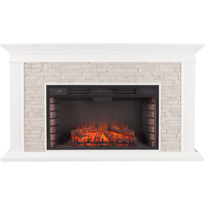 Southern Enterprises (SEI) Canyon Heights Simulated Stone Fireplace - White Front View