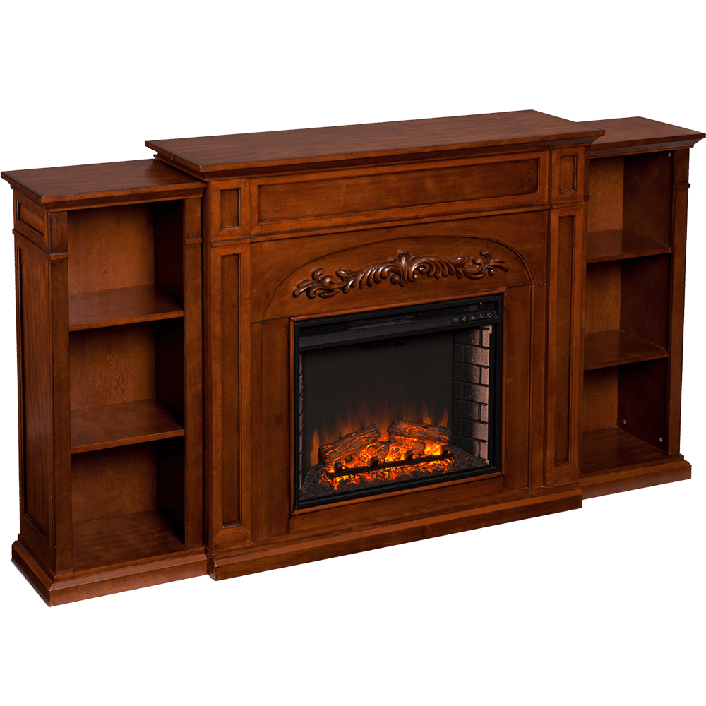 Southern Enterprises Chantilly Electric Fireplace with Bookcases - Thumbnail 3