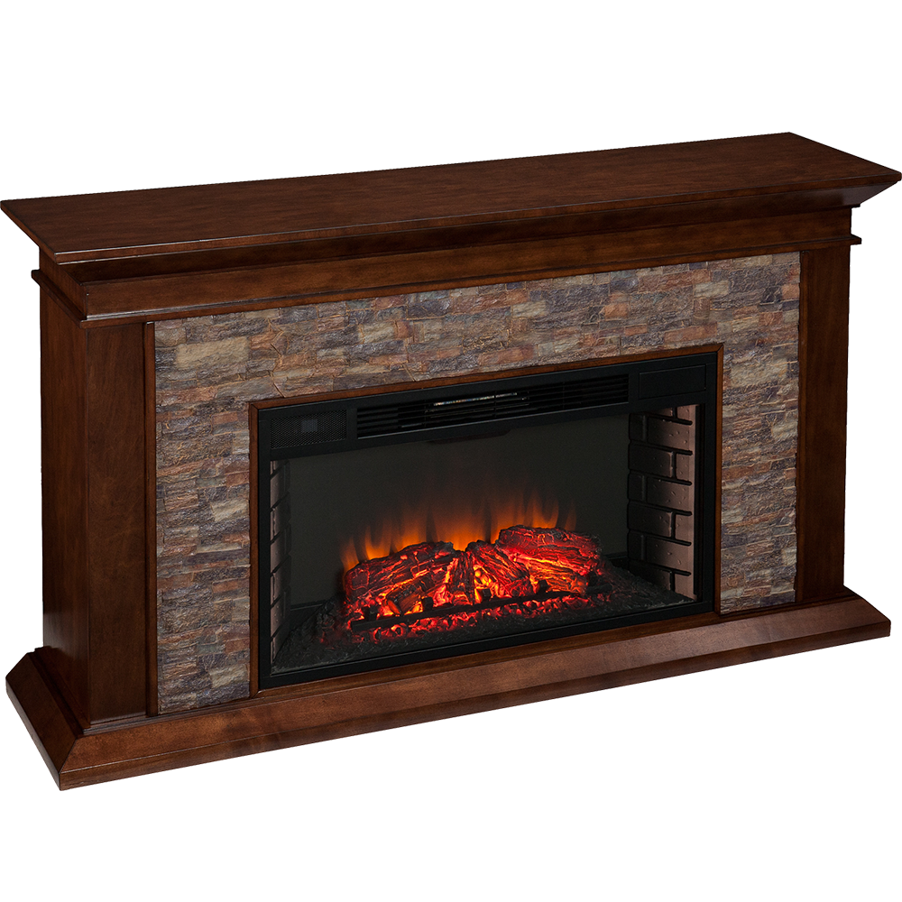 Southern Enterprises (SEI) Canyon Heights Simulated Stone Fireplace angle view
