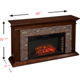 Southern Enterprises (SEI) Canyon Heights Simulated Stone Fireplace - Dimensions