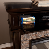 Southern Enterprises (SEI) Grantham Faux Stone Corner Electric Media Fireplace - Finish and Stone Detail